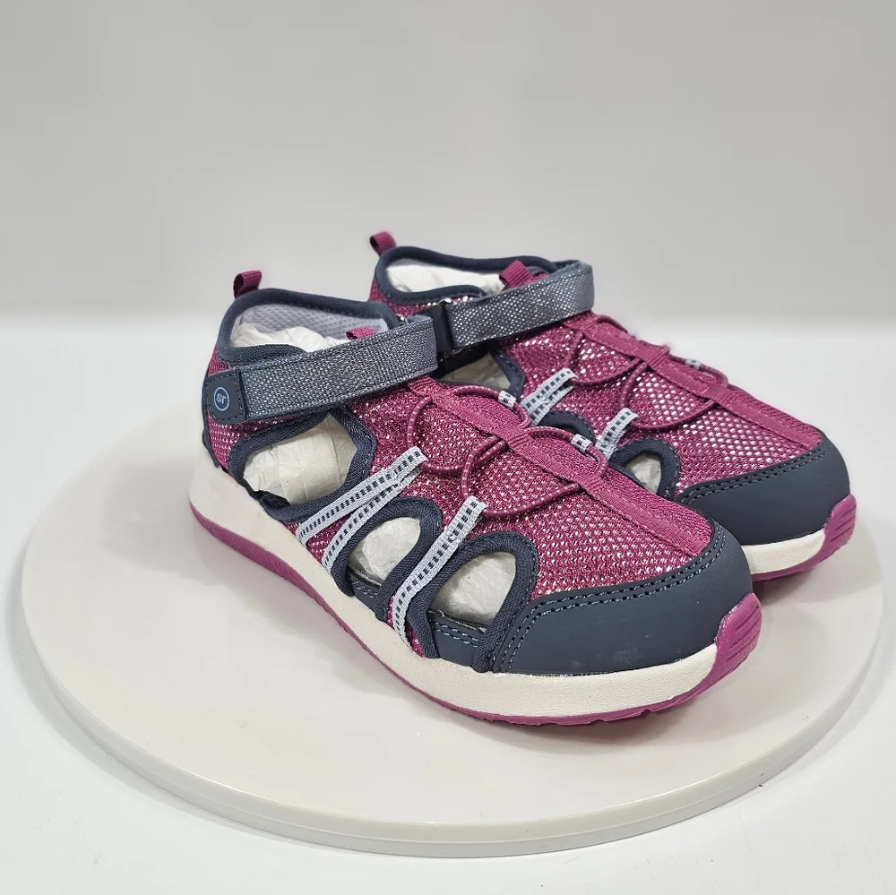 Munchkin by Stride Rite Coast Sandals Girls Sz 12M Pink Gray Adjustable Comfort - Picture 2 of 14
